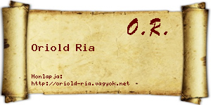 Oriold Ria névjegykártya
